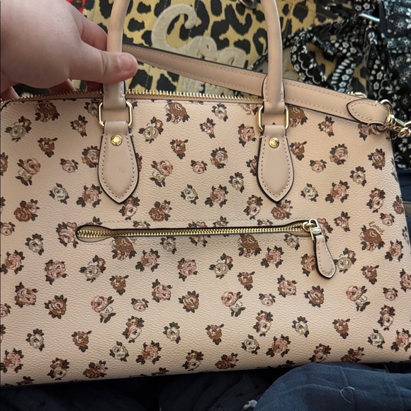 Coach Floral Satchel in Cream and Brown - Picture 3 of 3